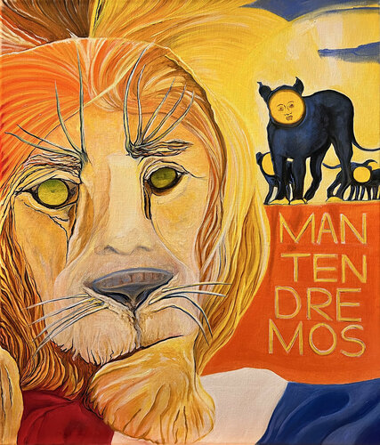 The painting that you can win. Mantendremos-A-Lion-King-The-Dutch-Coat-of-Arms